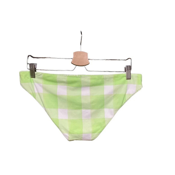 Solid & Striped Lime Green White Plaid Gingham Reversible Bikini Bottom Size XL - Picture 4 of 8